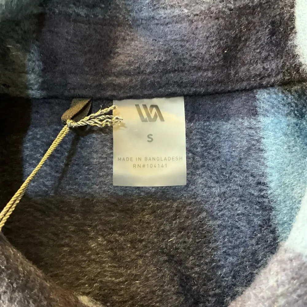 NWT VRST Wool Blend Shacket Men’s S Blue Buffalo Plaid Shirt Jacket Snap Front
